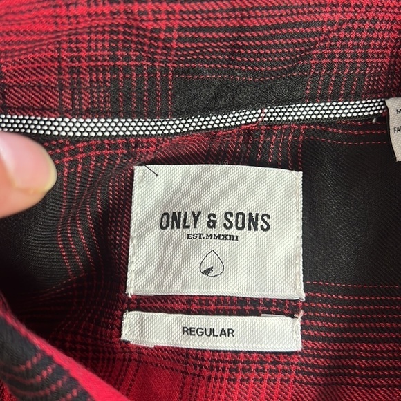 Only & Sons Regular Fit Buffalo Check Short Sleeve Button Down Short Size L - Picture 9 of 16